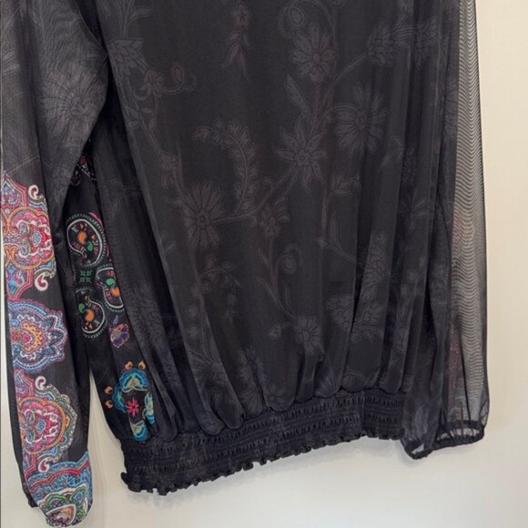 Desigual Women Multicolor Floral Long Sleeve Top Blouse Size Large - Picture 9 of 12